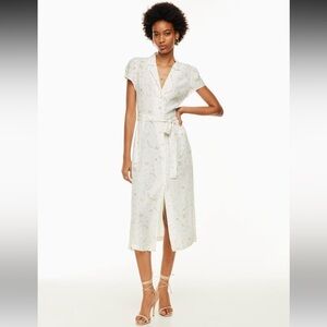 Aritzia Wilfred Shirt Dress Light Green Pattern Size XS